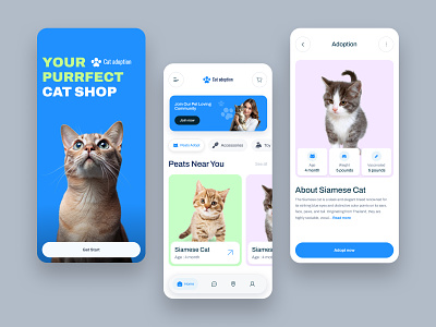 Pet Shop- Pet Adoption App adoption app animal app app ui cat cats deisgn dog ecommerce interface mobile pet pet adoption app pet care pet shop petshop petshopapp ui uiux ux