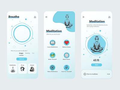 Meditation - Mobile App Design app design graphic design illustration logo ui ux vector