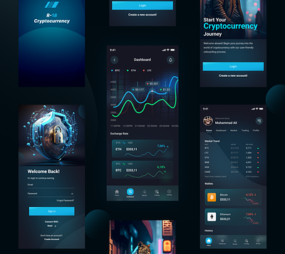 Crypto Mobile App 3d animation apps branding crypto dashboard e commerece graphic design hompage interface logo mobile app motion graphics onboarding r 18 cryptocurrency ui ux wallet