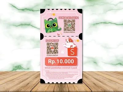 Coupon Design For Purecat in Dunia.Aneka Ecommerce card coupon design simple vector