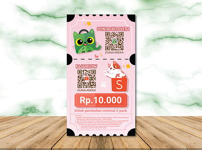 Coupon Design For Purecat in Dunia.Aneka Ecommerce card coupon design simple vector