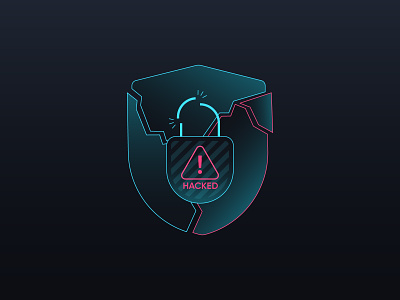 Hacked Protection alert attack break cyber damage danger data ddos destroy guard hack hacking lock protection screen security shield system vulnerability warning