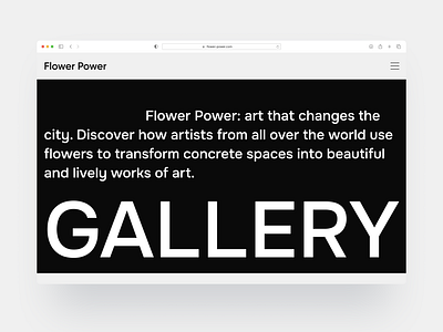 Flower Power | UI Design dark design figma gallery minimalistic monochrome museum photoshop ui uidesign ux uxdesign webdesign website