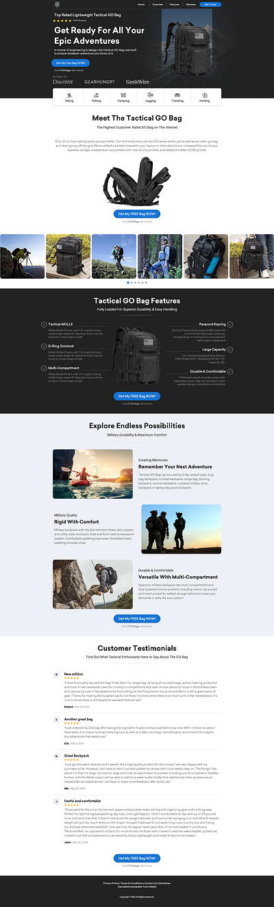 Adventure Bag - On Funnelish branding design designing funnel funnel funnelbuilder funnelish sales funnel sales page