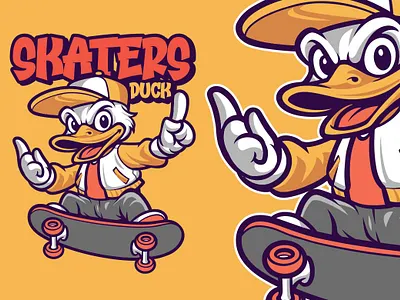 Duck Skaters Character Design branding duck logo mascot sport t shirt design