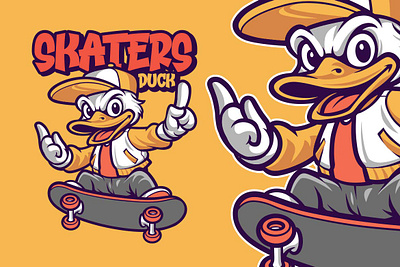 Duck Skaters Character Design branding duck logo mascot sport t shirt design