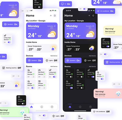 Weather App dark mode smart features ui user experience weather ui