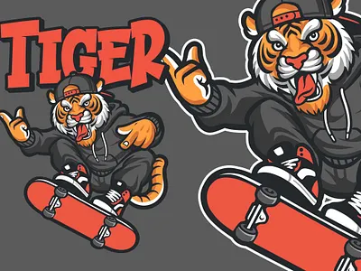 Tiger Skaters Character Design graphic design logo mascot tiger tshirt design