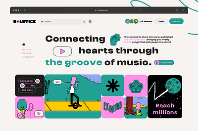 Solstice Music Website animation branding design figma graphic gumroadassets illustration landing page logo music ui uiux ux web website