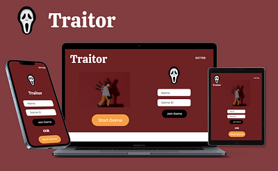 Home screen for Traitor Game game graphic design interface design mobile ui mockup ui ux web ui