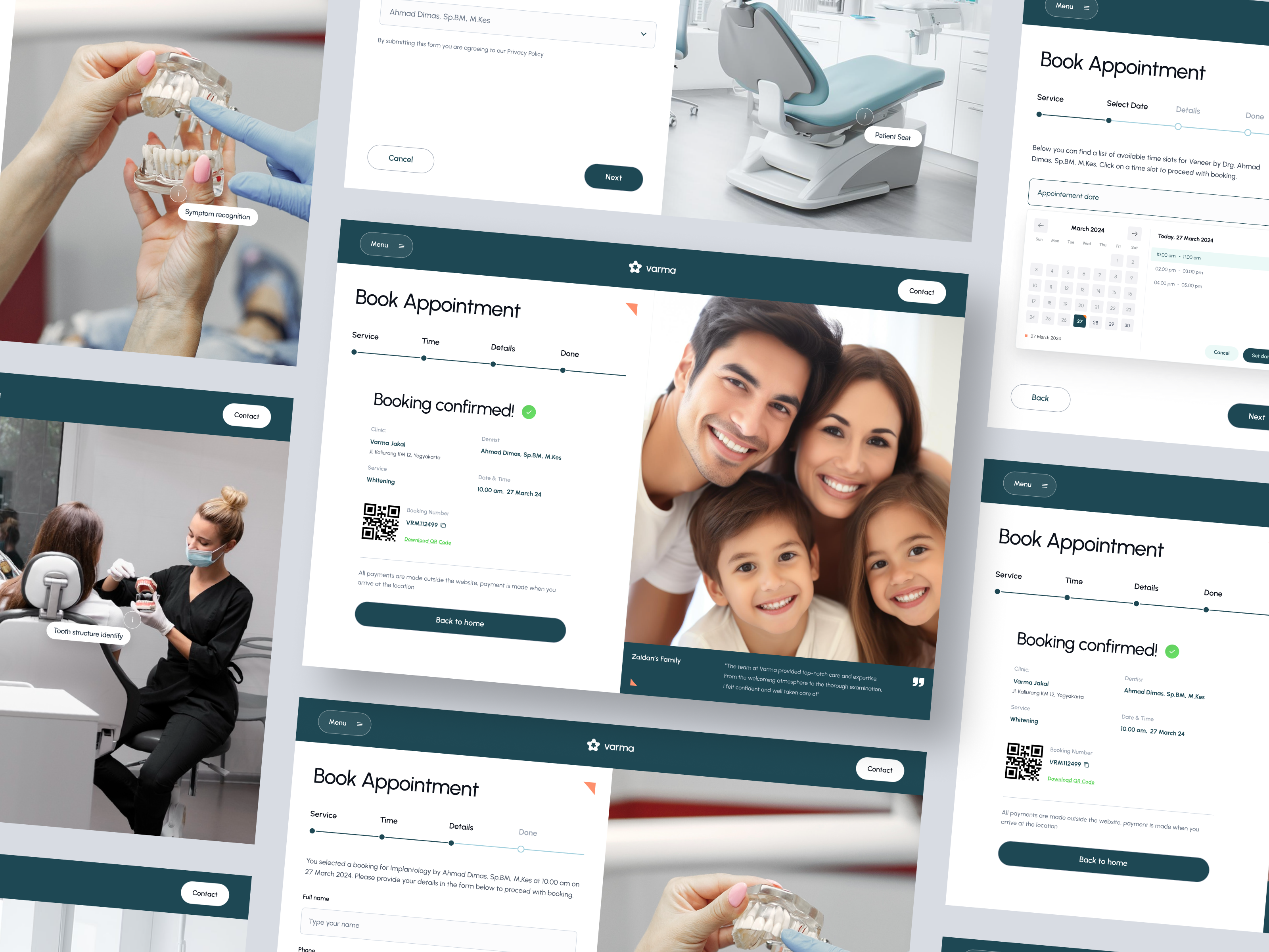 Varma - Booking Appointment Flow appointment appointment website booking appointment booking flow booking website clean design clinic clinic website dental dental clinic dental website design health care health website order page ui ui design uiux web design website