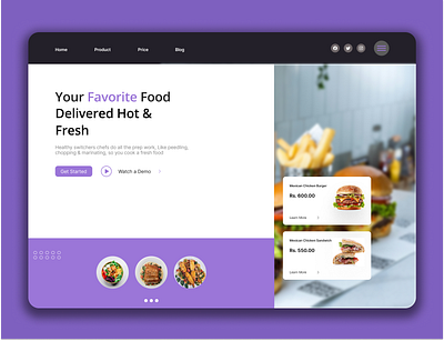 Food Page UI Design app des branding design graphic design illustration logo ui vector