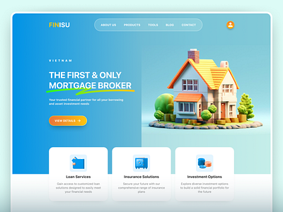 FINISU - Financial Website Redesign with AI Images ai branding business company finance financial homepage investment landing page real estate web website