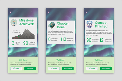 Flashcard App - Checkpoint Screen achievements app checkpoint design duolingo edtech exam flashcards hiking memory mobile nature quiz