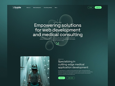 Inside Software Web Design dark desktop digital solutions emeraude green homepage medical mint uiux web design web development website