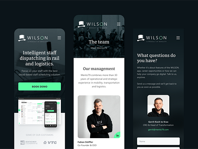 Wilson LP - Mobile Pages clean company contact homepage logistics lp mobile page rail railway staff dispatching startup team ui ui design web design web development webdesign webflow website