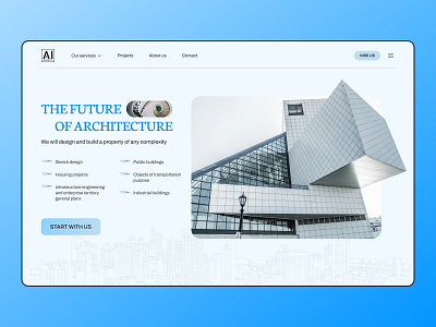 Main page design concept for Architecture agency agency architecture building design concept first page main page ui ux webdesign
