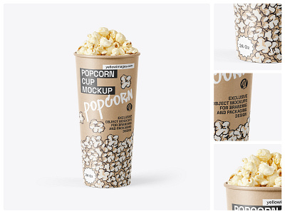 24 oz Kraft Popcorn Cup Mockup bucket psd kraft kraft bucket kraft cup