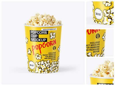 32 oz Popcorn Cup Mockup bucket psd