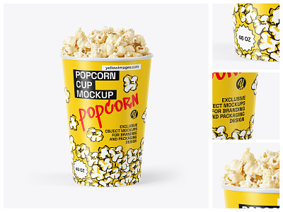 46 oz Popcorn Cup Mockup bucket psd