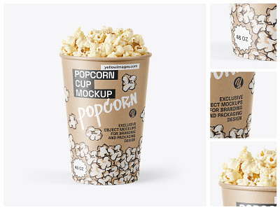 46 oz Kraft Popcorn Cup Mockup kraft bucket