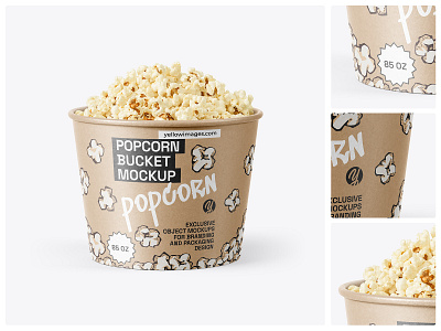 85 oz Kraft Popcorn Bucket Mockup kraft bucket