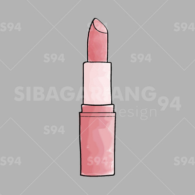 Hand drawn of lipstick with red watercolor graphic design tube