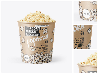 130 oz Kraft Popcorn Bucket Mockup kraft bucket