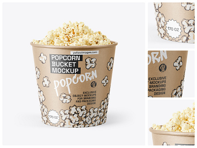 170 oz Kraft Popcorn Bucket Mockup kraft bucket