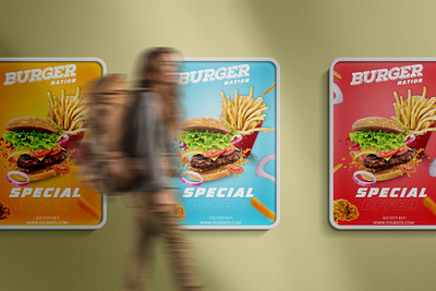 burger poster add banner branding buger design graphic design illustration logo photoshop poster ui vector