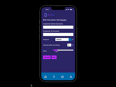 Finimize EMI Calculator Design dailyui design designthinking emicalculator finance fintechc graphic design portfolio ui ui036 uidesign uiux uix101 userexperience userinterface ux