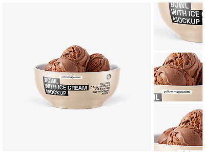 Bowl with Chocolate Ice Cream Mockup mockup download