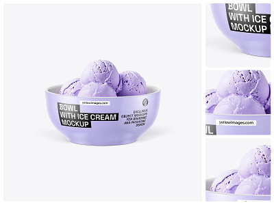 Bowl with Blueberry Ice Cream Mockup mockup download