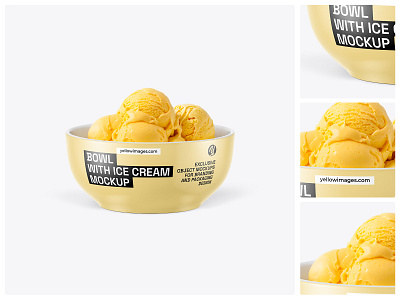 Bowl with Mango Ice Cream Mockup mockup download