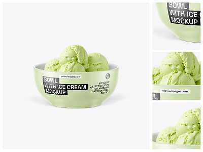 Bowl with Pistachio Ice Cream Mockup mockup download