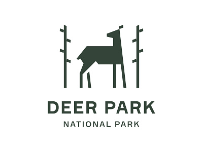 Deer national park logo animal brand branding deer logo design geometric logo graphic design green illustration logo logotype mark minimal modern logo nature park stag symbol tree logos