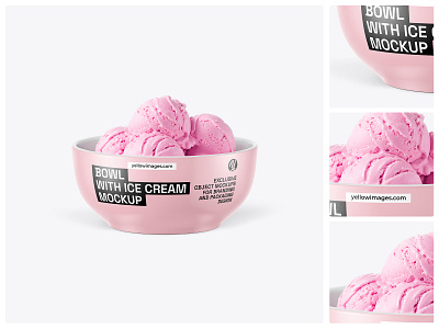 Bowl with Strawberry Ice Cream Mockup mockup download