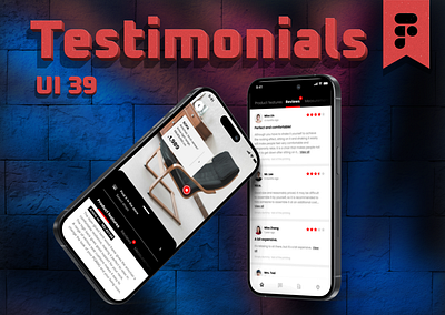 UI 39_Testimonials app dailyui dark mode figma mobile red testimonials ui ui 39