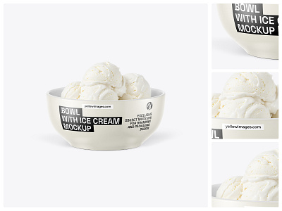 Bowl with Vanilla Ice Cream Mockup mockup download