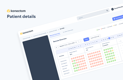 Konectom - Patient Details activitie biogen details konectom medical patient table ui ux view