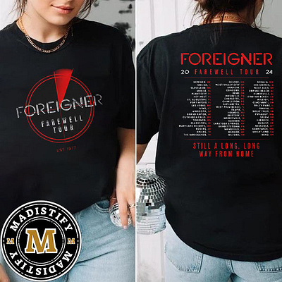 Foreigner 2024 Farewell Tour Schedule List Date Merch Double Sid design tshirt