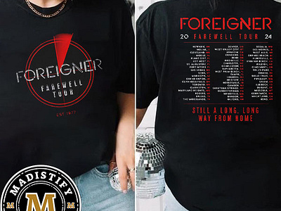 Foreigner 2024 Farewell Tour Schedule List Date Merch Double Sid design tshirt