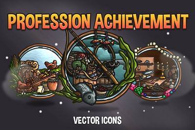 Free Profession Achievement Vector RPG Icons 2d achievement art asset assets fantasy game game assets gamedev icon icons illustration indie indie game mmo mmorpg pack rpg set vector