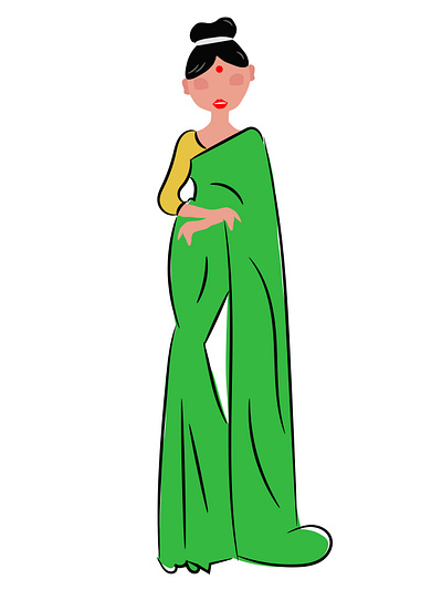 Illustration of a girl wearing a saree adobe illustrator beauty cartoon illustration character illustration clothing fashion illustration saree