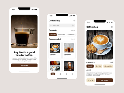 Coffee shop mobile application ☕ 3d 999watt app design branding coffee app creative graphic design ios app motion graphics popular ui