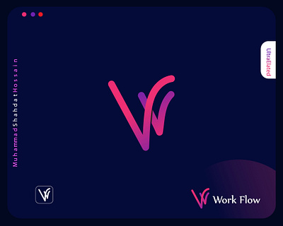 W Logo. Work Flow logo modern