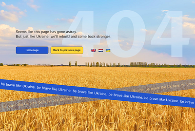 404 Page for Ukrainian community website 404 404 page blue blue and yellow bold brave error page fields ui ukraine ukrainian style ux web design yellow