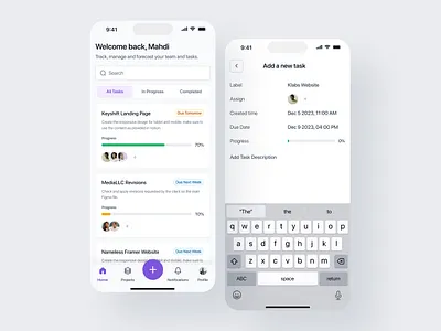 Task Manager App app design concept design ios light mode minimal design task app task management task manager app ui uidesign uidesigner uiux userinterface