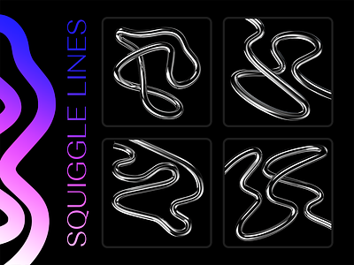 Quirky squiggle metallic lines 3d abstract bent chrome curve geometric grapgic design illustration line metallic quirky rendering shape squiggle tangled wire wriggling