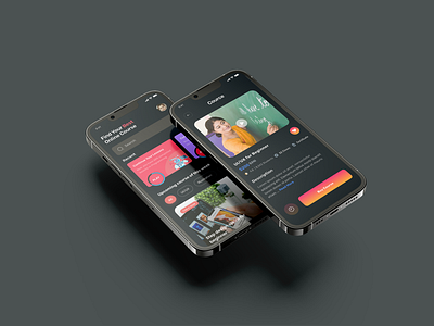 Online Course App UI Homepage dark theme homepage online course uiux welldux